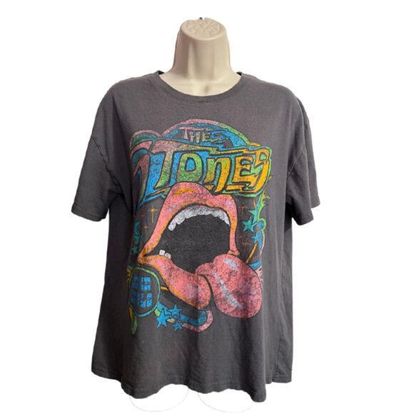 The Rolling Stones Band Lips & Tongue Gray Short Sleeve T-shirt Size L - Picture 3 of 9